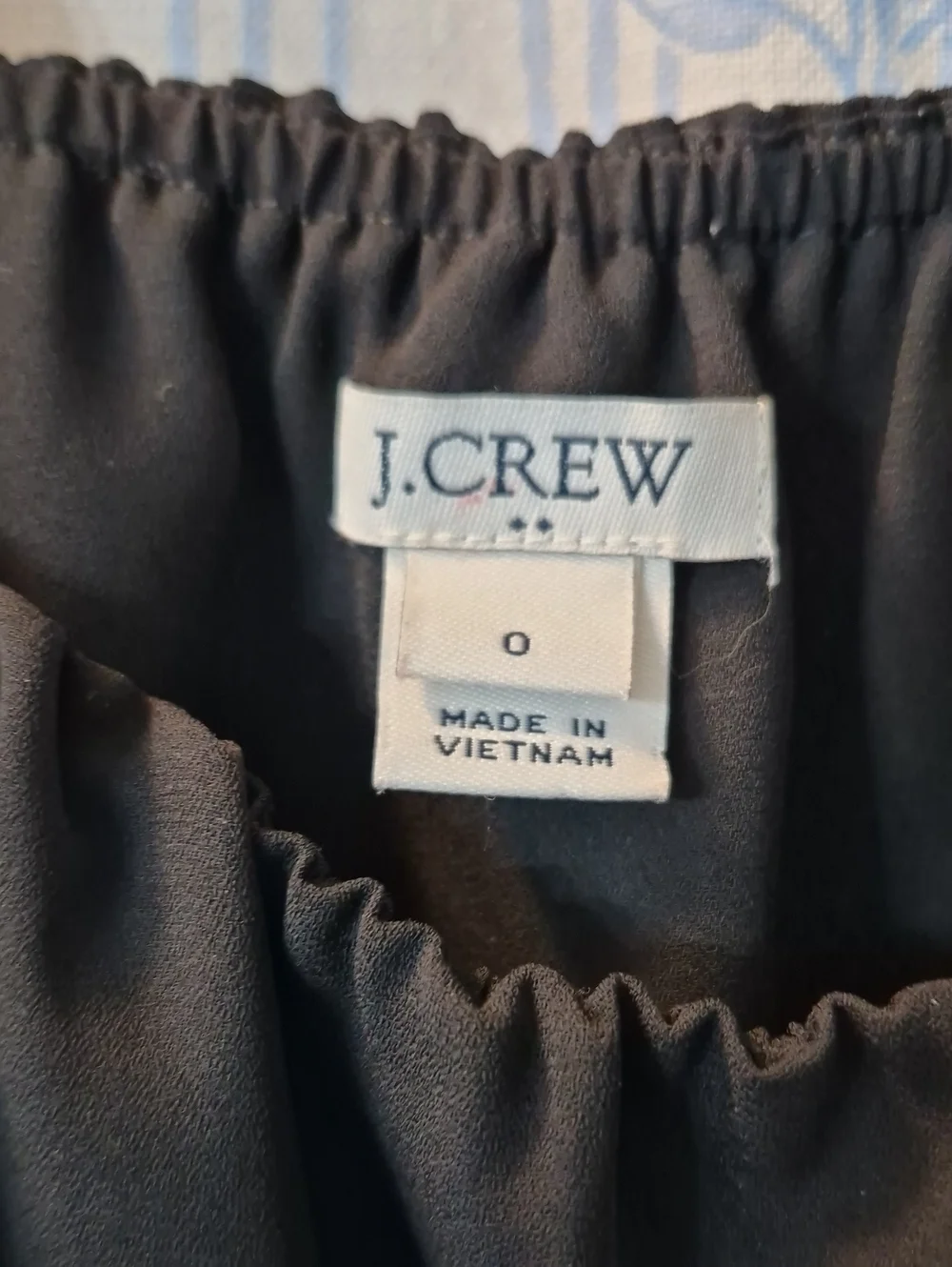 J Crew Navy Blue Ruffled Floral Embroidered strap Blouse Top Sz 0 XS